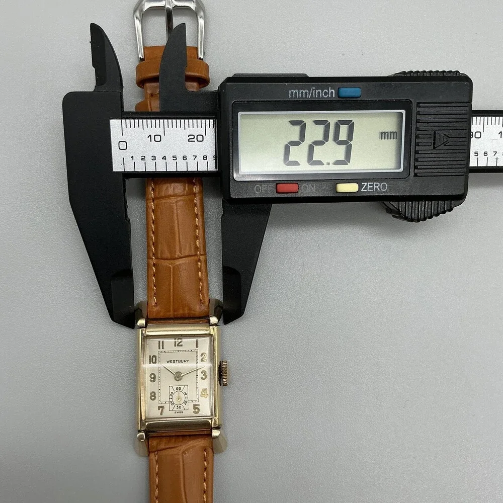 Vintage Westbury Mens Watch 22mm Silver Dial 10K RGP Brown Leather Manual Wind